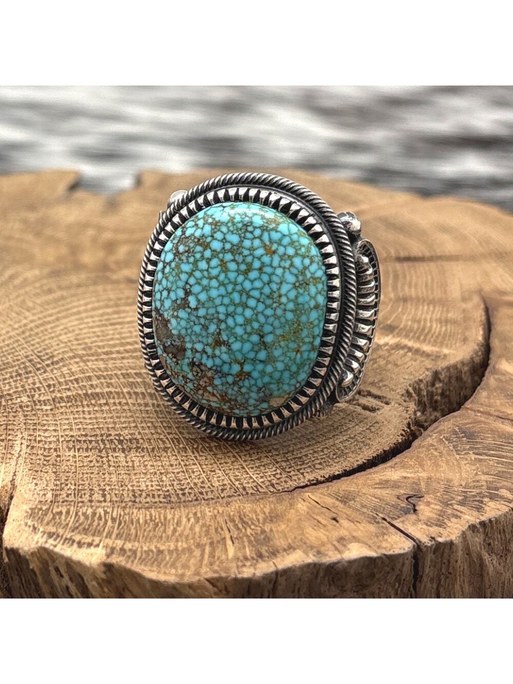 FLOYD PARKHURST Navajo Sterling Silver & Birdseye Turquoise Statement Ring 13